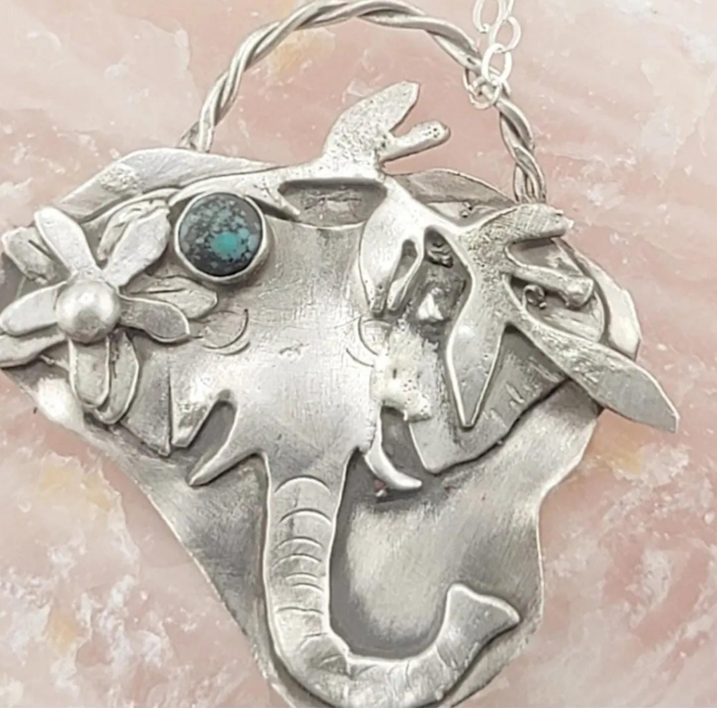 Turquoise elephant bohemian pendant
