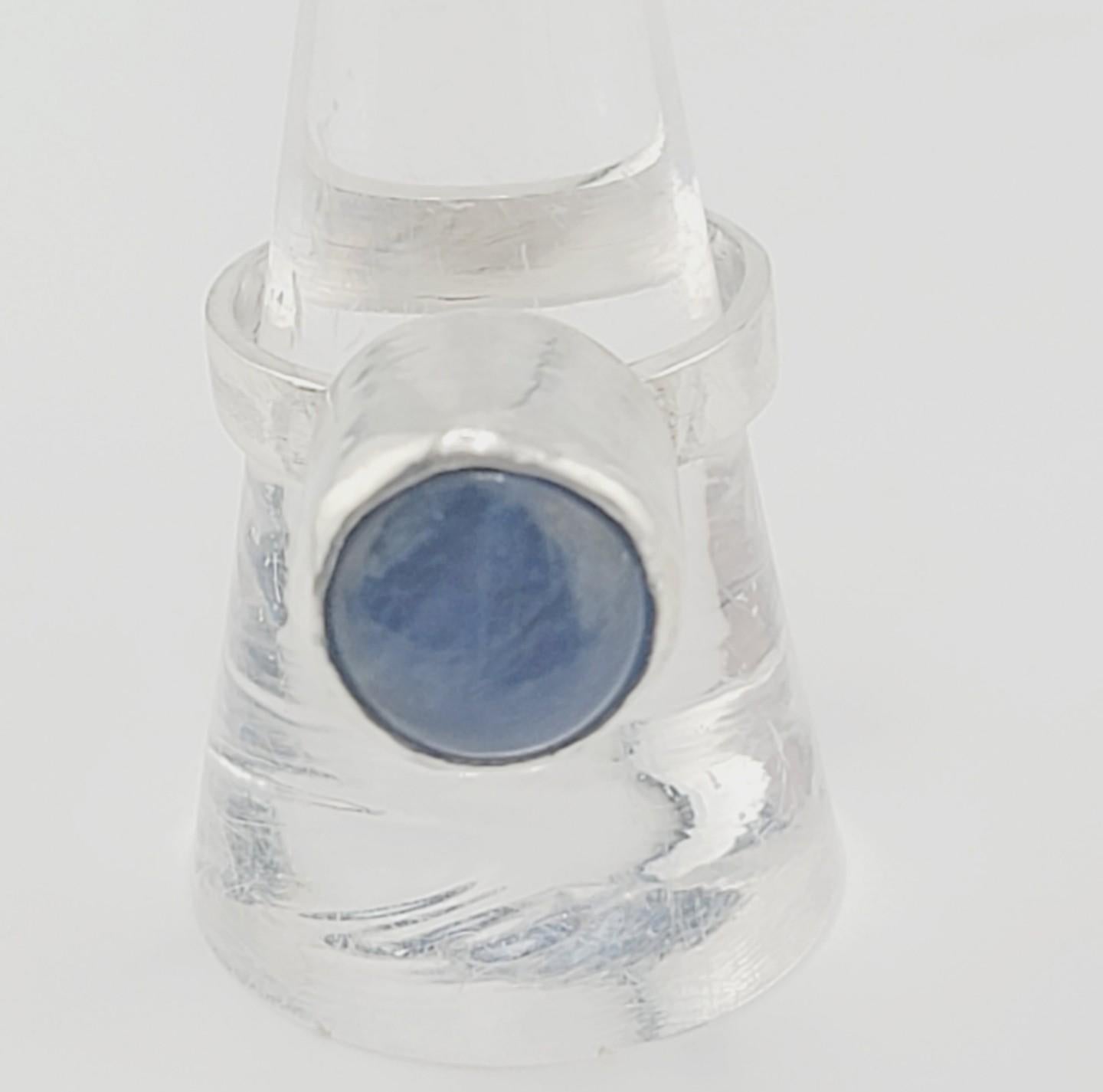 BLUE KYANITE STATEMENT tall hat ring handmade in Sterling Silver metal size 8.5