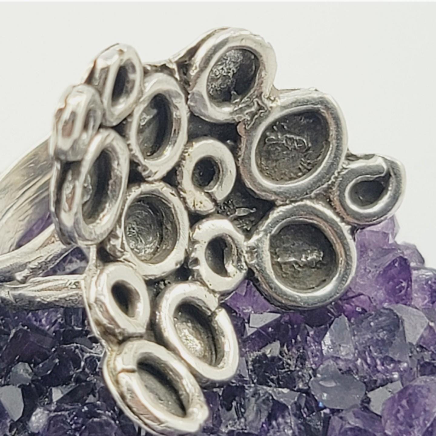 ABSTRACT STATEMENT RING handmade in Sterling Silver metal size 7