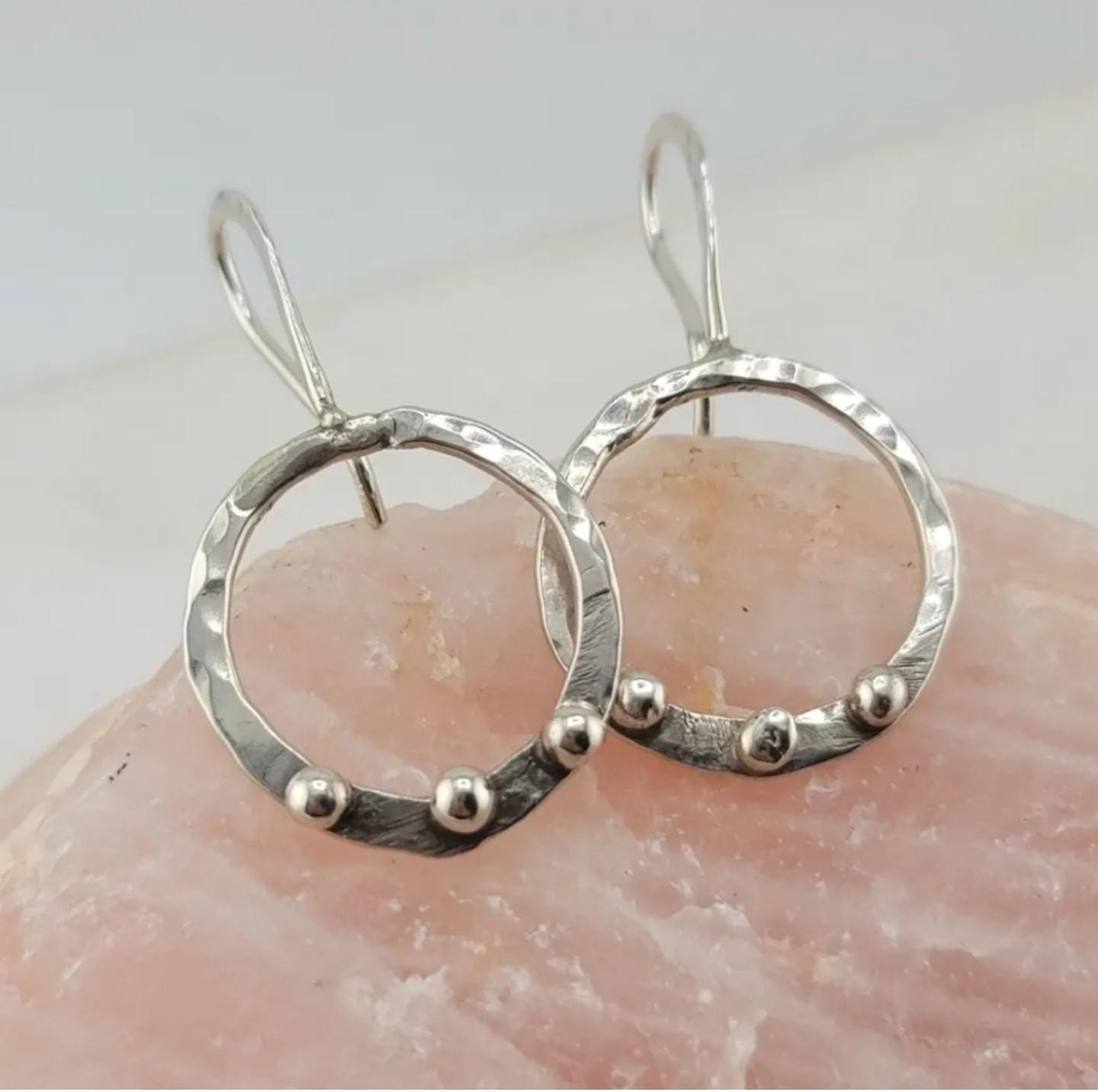 STERLING SILVER EARRINGS handmade by Dreamy Jwls circle dangling style