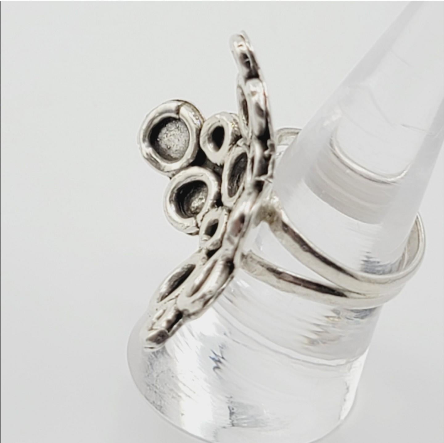 ABSTRACT STATEMENT RING handmade in Sterling Silver metal size 7