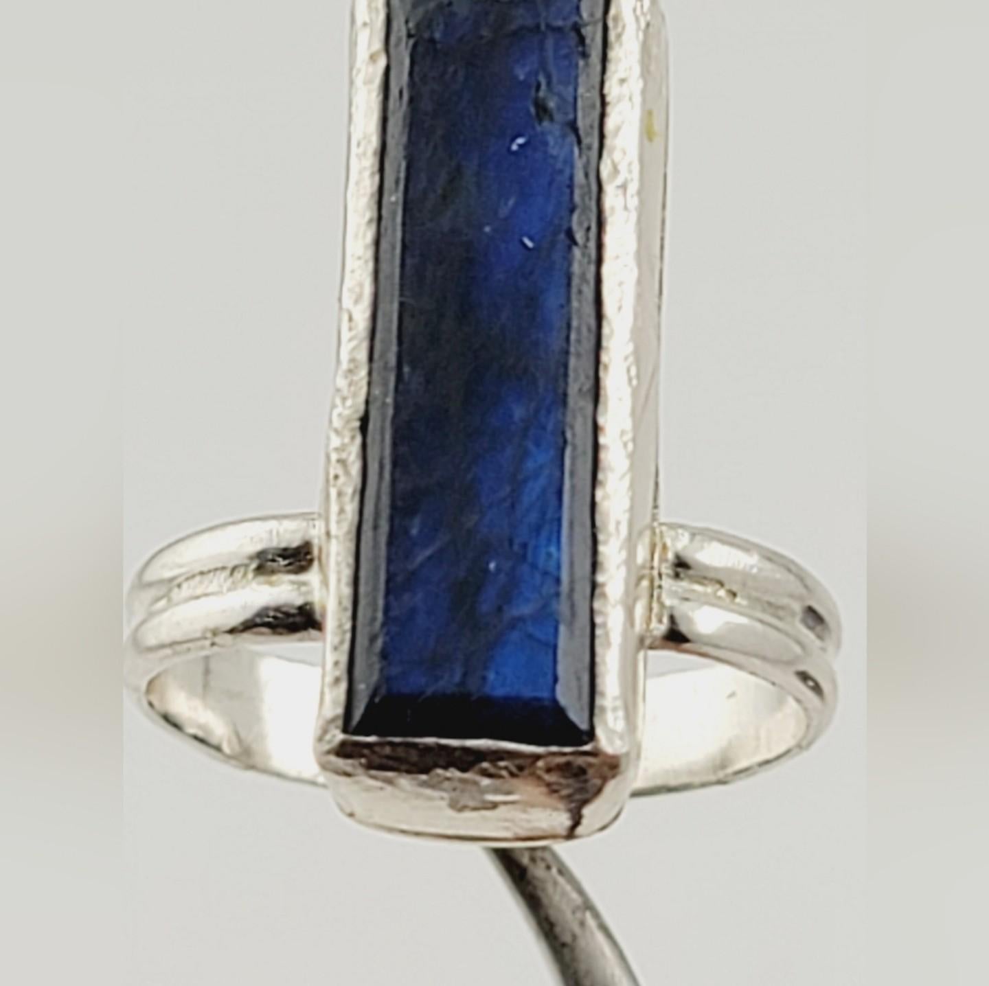 BLUE KYANITE STONE ring handmade in Sterling Silver metal size 10