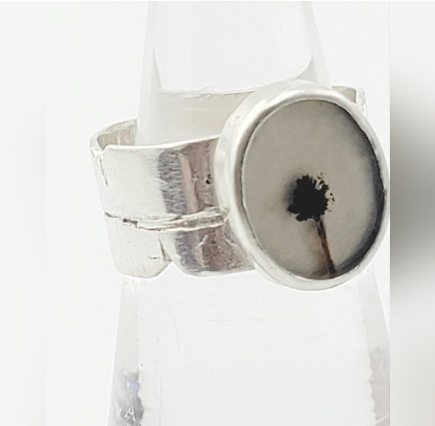 DENDRITIC AGATE RING handmade sterling silver ring organic design