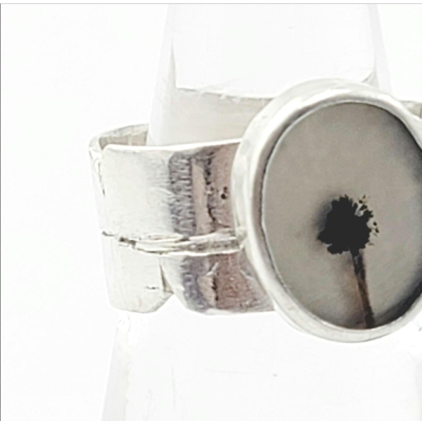 DENDRITIC AGATE RING handmade sterling silver ring organic design