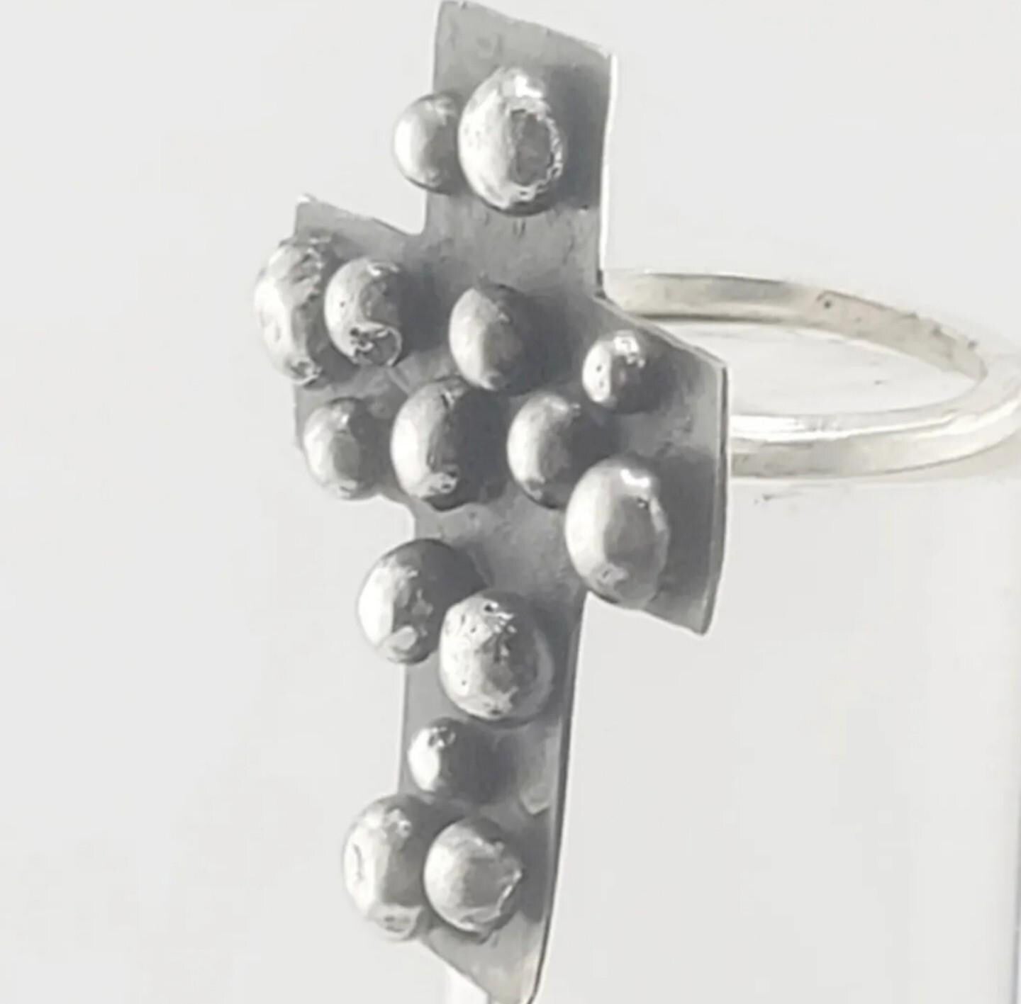 CROSS STATEMENT RING handmade in Sterling Silver size 8