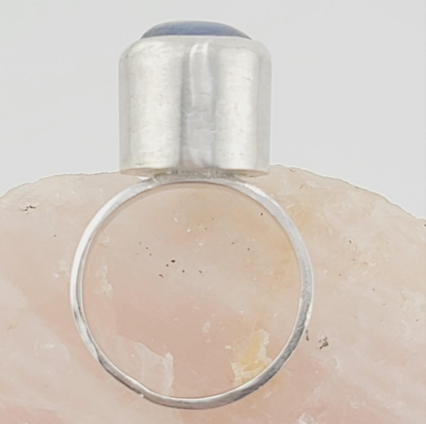 BLUE KYANITE STATEMENT tall hat ring handmade in Sterling Silver metal size 8.5