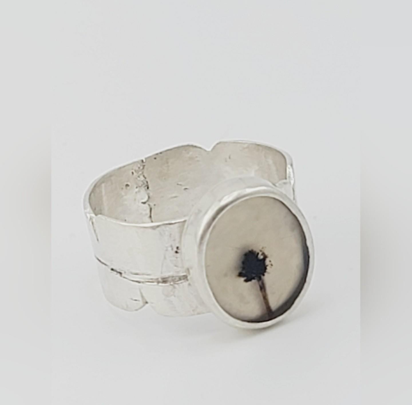 DENDRITIC AGATE RING handmade sterling silver ring organic design