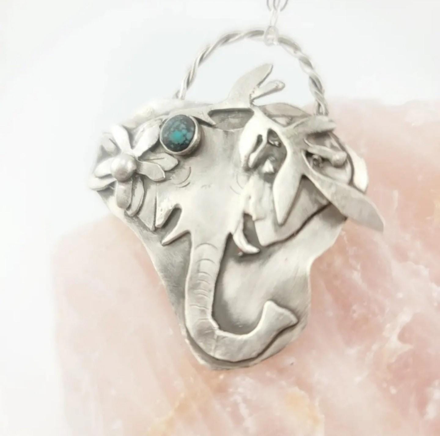 Turquoise elephant bohemian pendant
