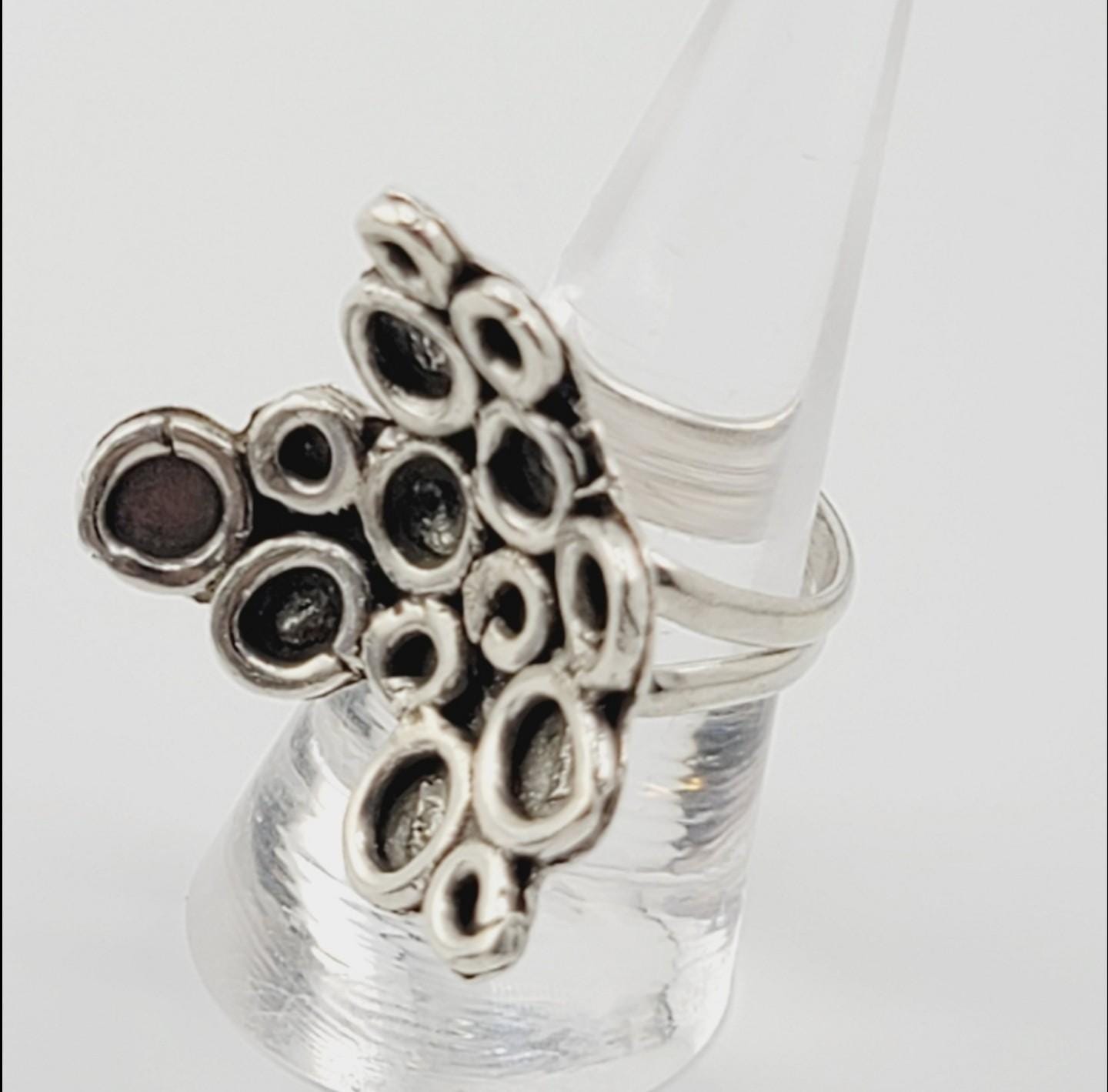 ABSTRACT STATEMENT RING handmade in Sterling Silver metal size 7