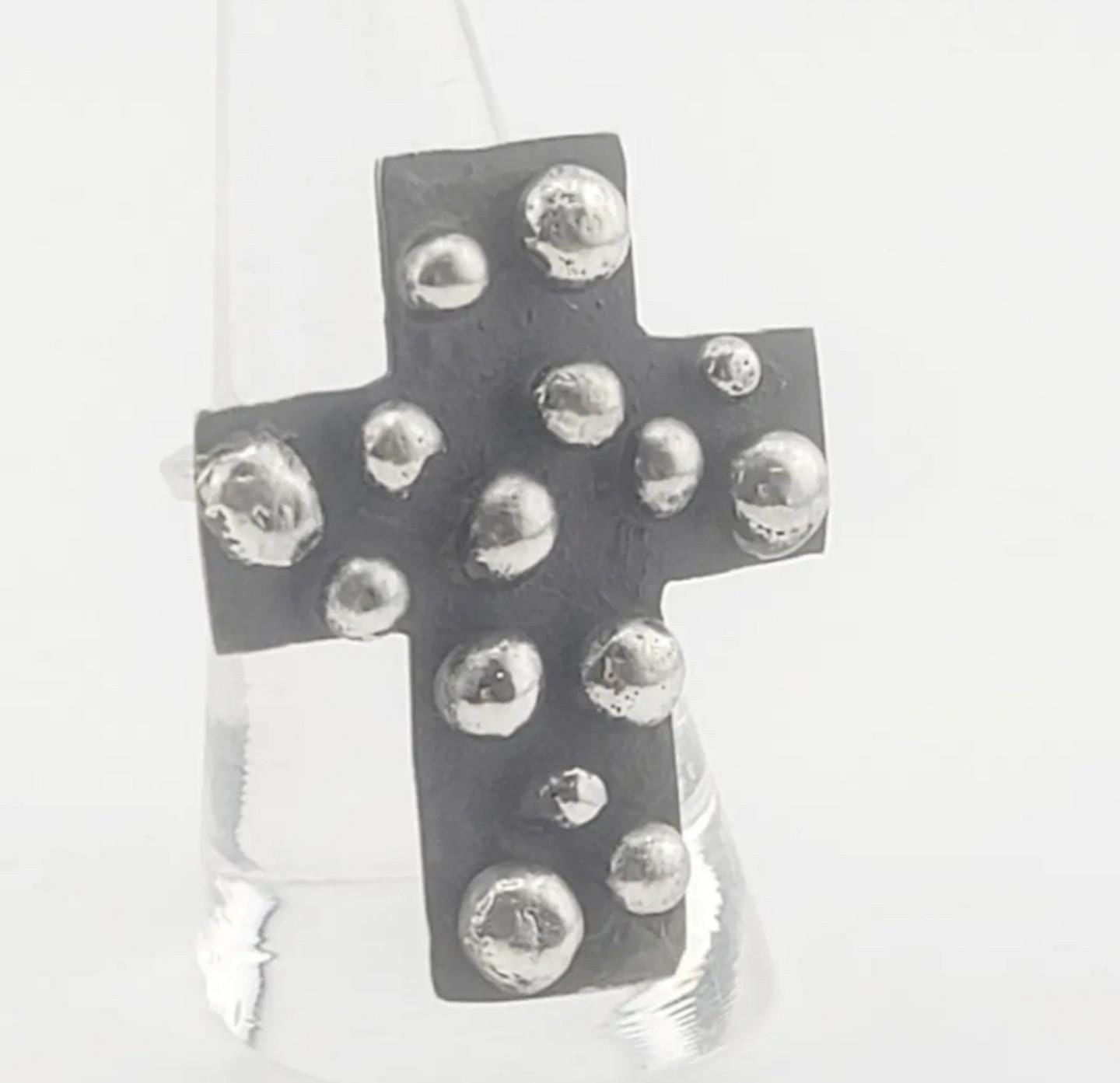 CROSS STATEMENT RING handmade in Sterling Silver size 8