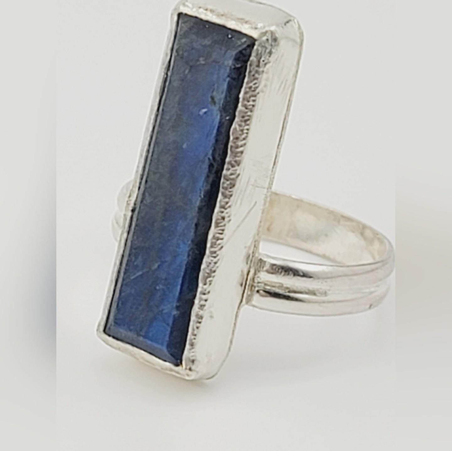 BLUE KYANITE STONE ring handmade in Sterling Silver metal size 10