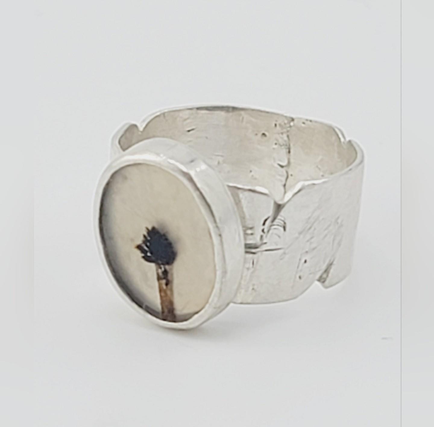 DENDRITIC AGATE RING handmade sterling silver ring organic design