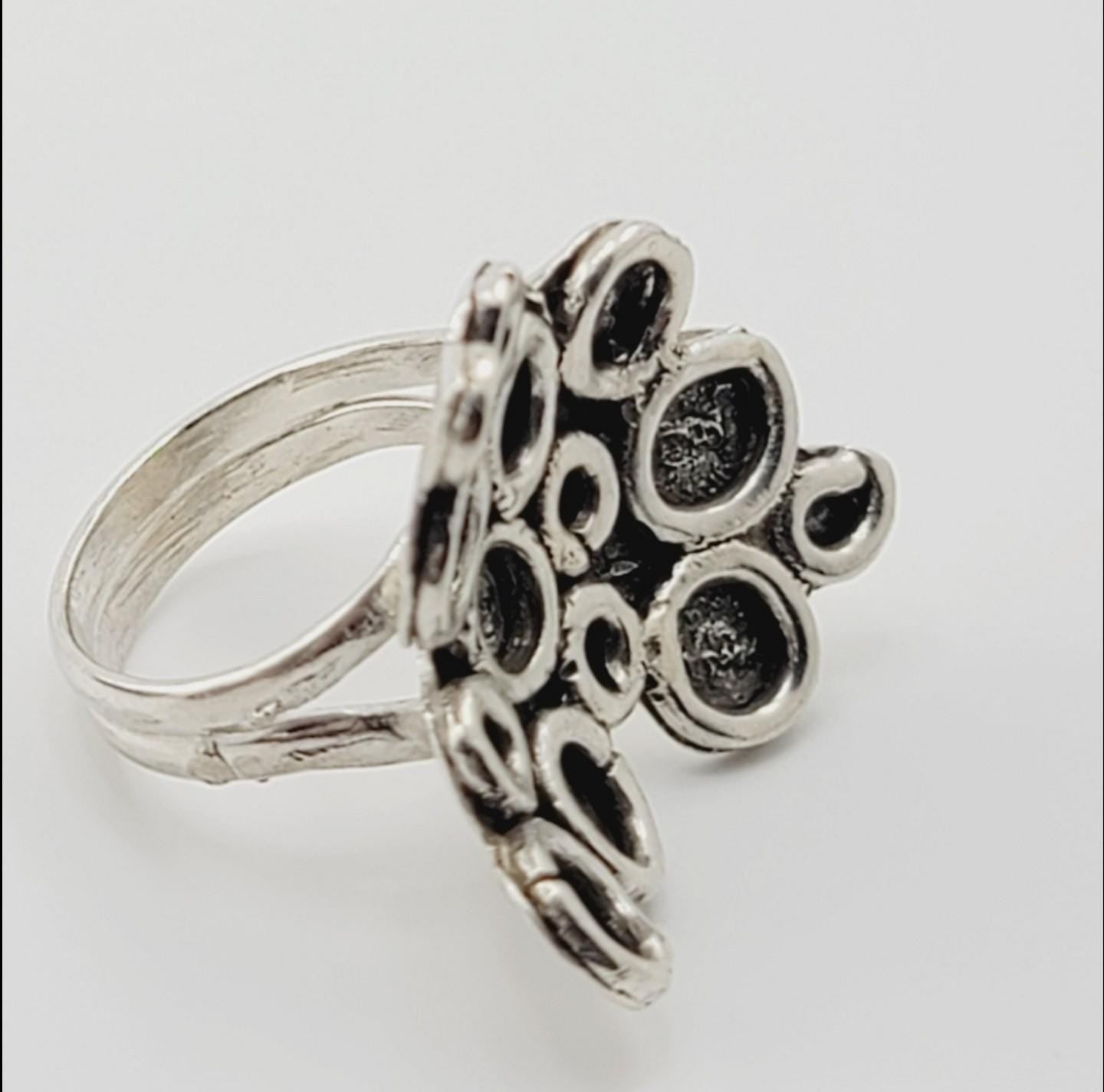 ABSTRACT STATEMENT RING handmade in Sterling Silver metal size 7