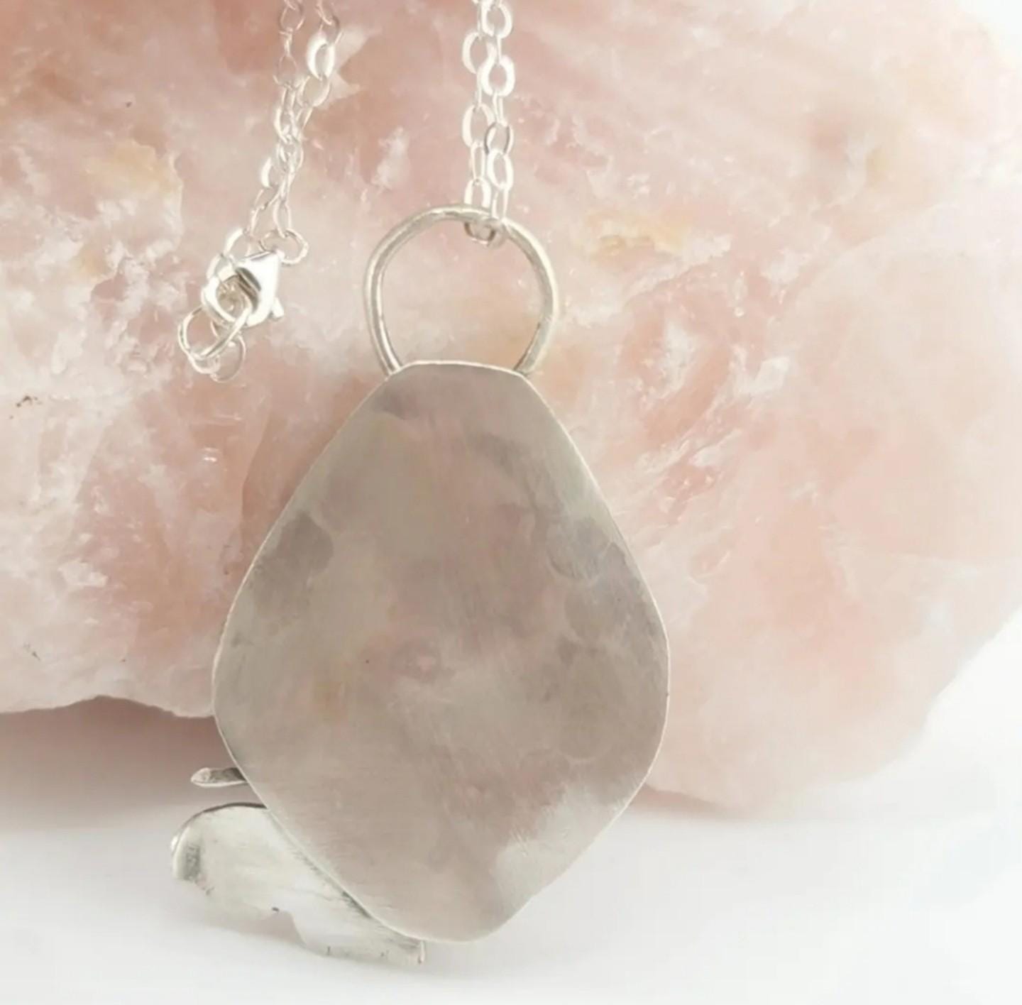 AMETHYST BUTTERFLY PENDANT handmade in Sterling Silver metal tear drop amethyst gemstone