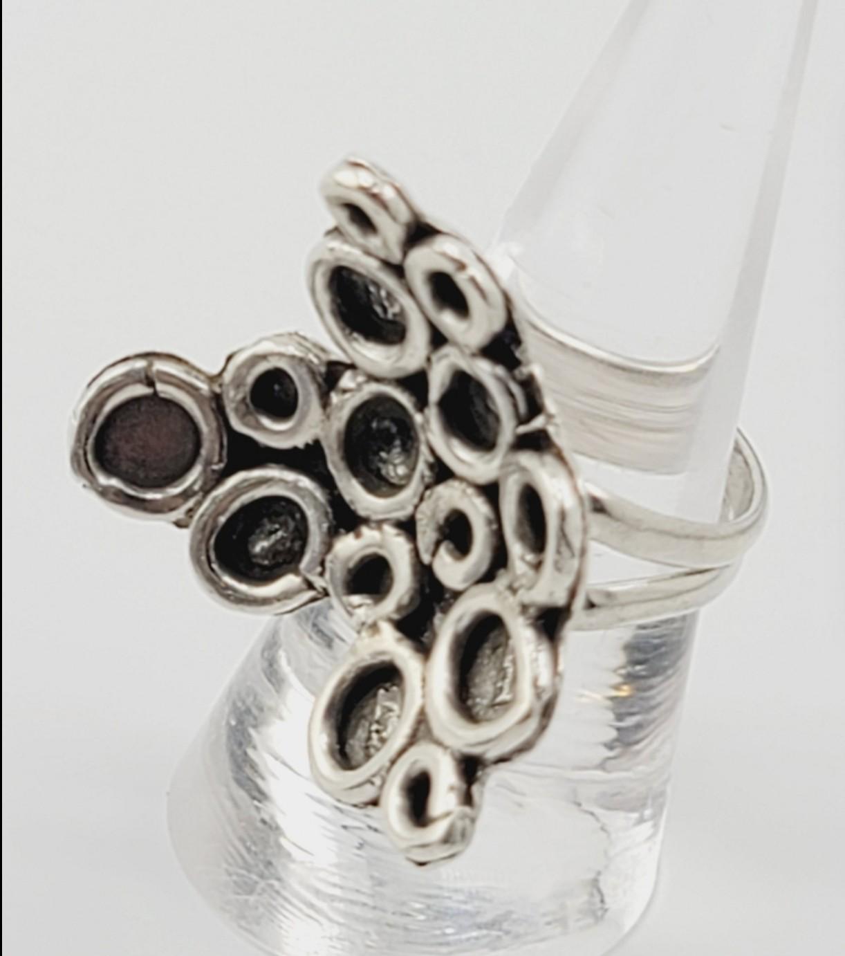 ABSTRACT STATEMENT RING handmade in Sterling Silver metal size 7