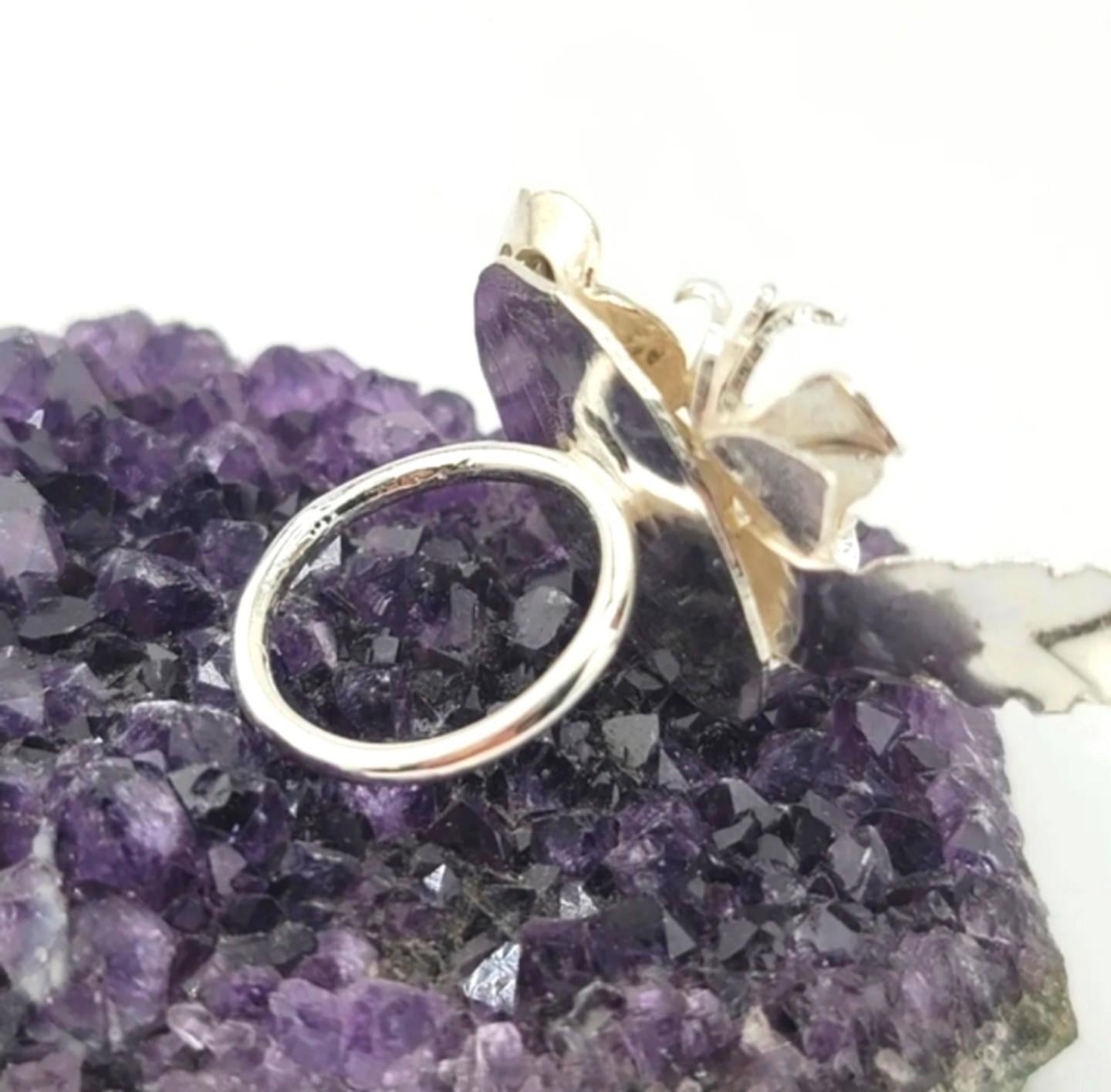 FLORAL BOUQUET HANDMADE in Sterling Silver metal one of a king Garden Collection size 8.5