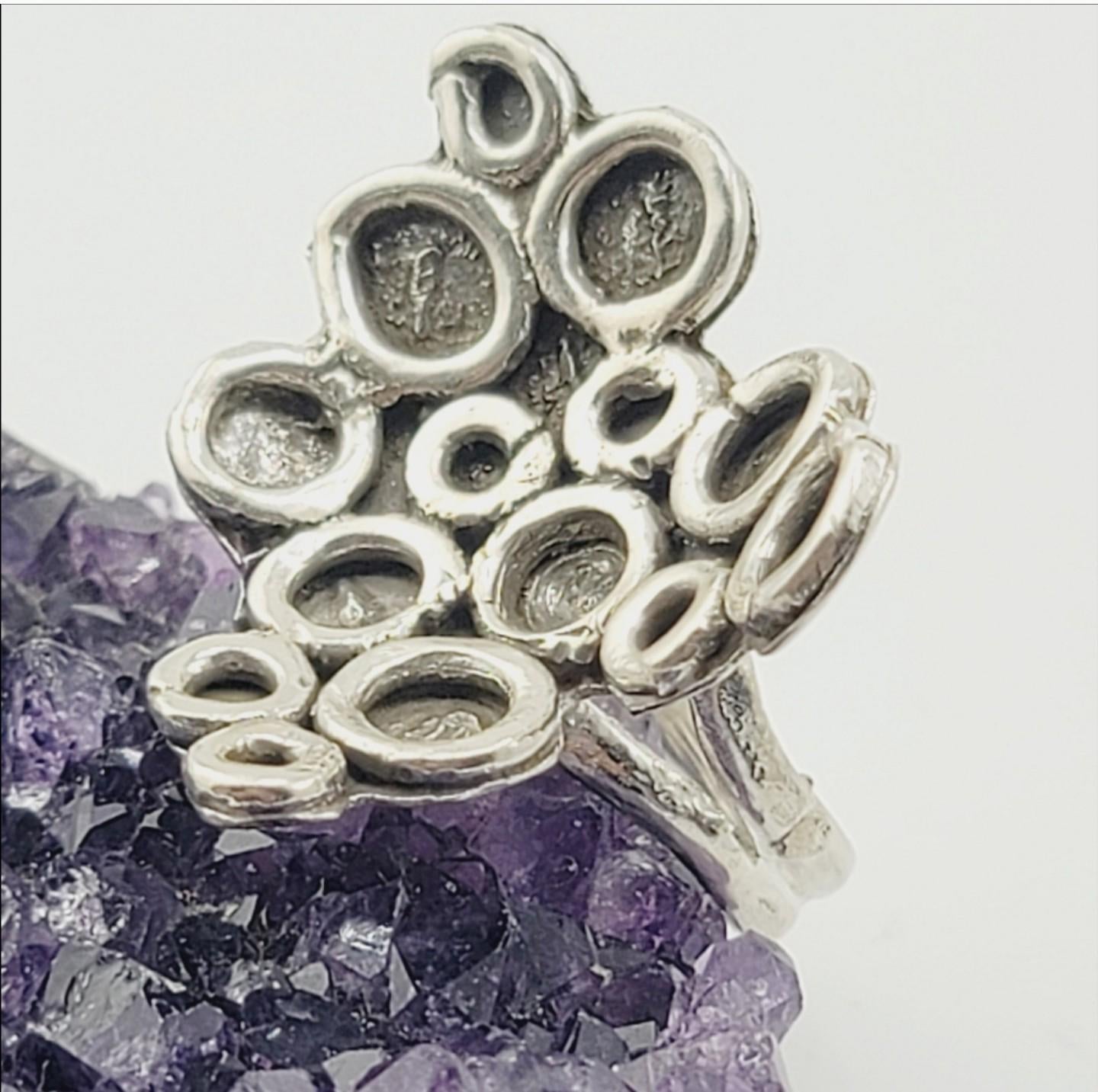 ABSTRACT STATEMENT RING handmade in Sterling Silver metal size 7