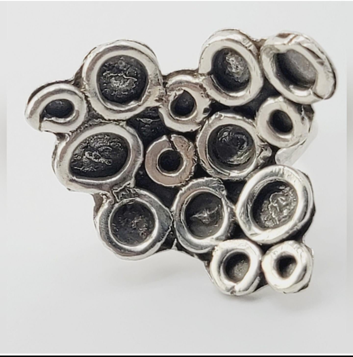 ABSTRACT STATEMENT RING handmade in Sterling Silver metal size 7