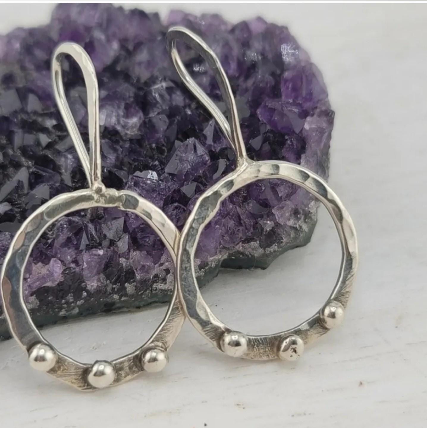 STERLING SILVER EARRINGS handmade by Dreamy Jwls circle dangling style