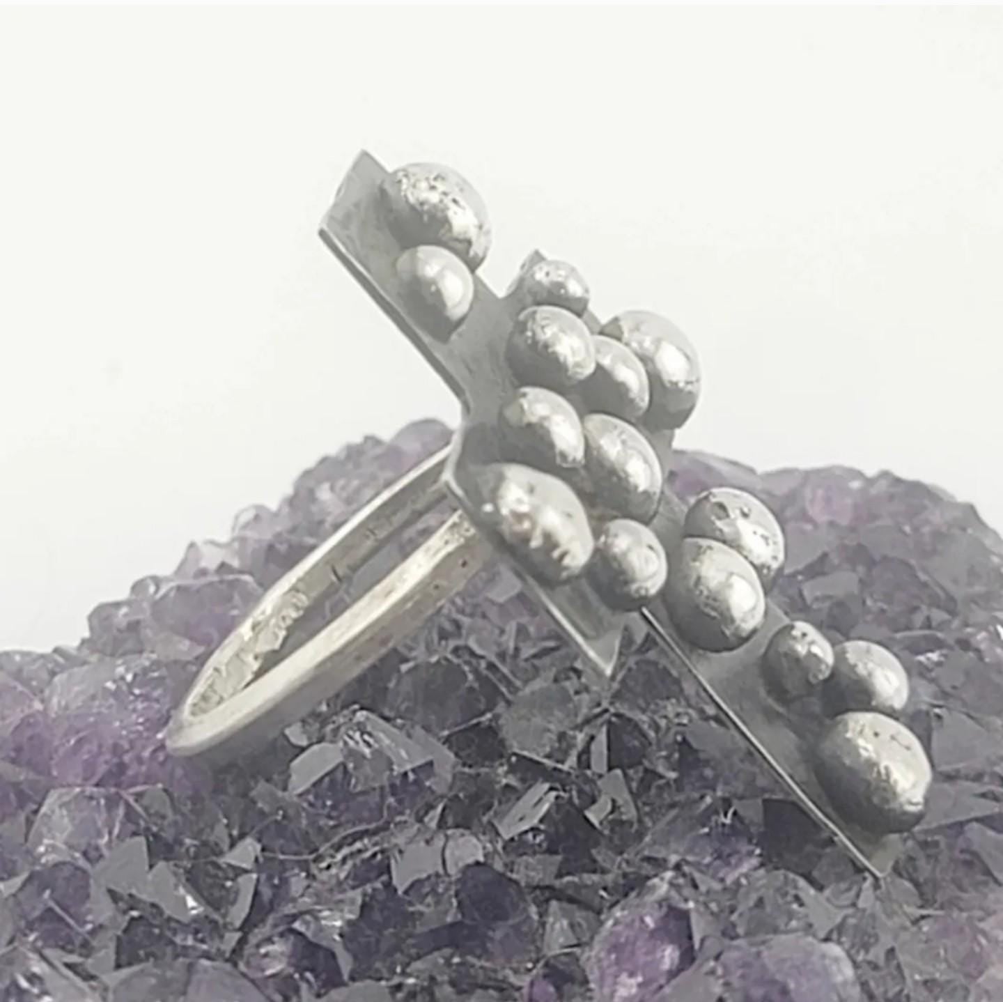 CROSS STATEMENT RING handmade in Sterling Silver size 8