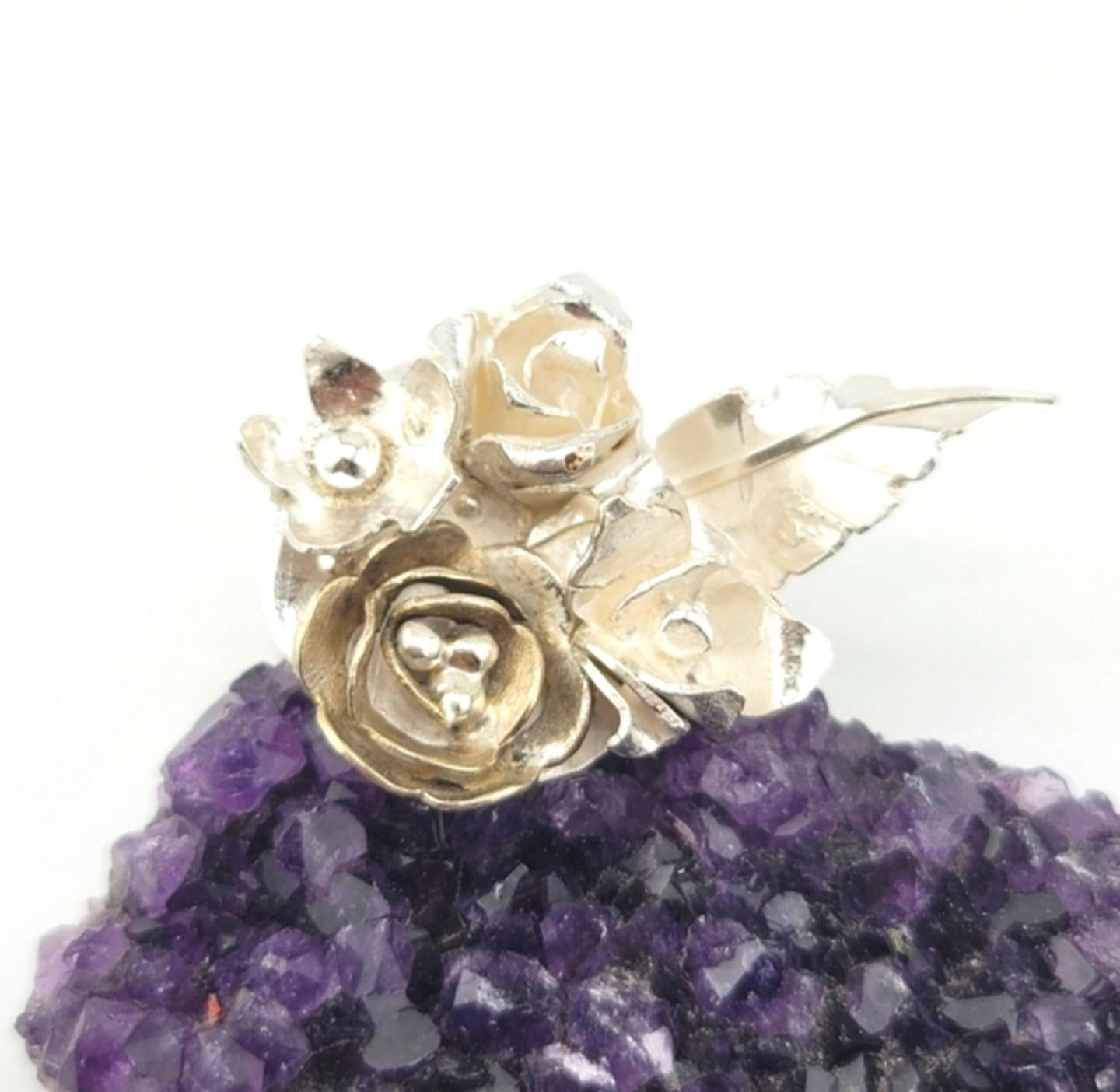 FLORAL BOUQUET HANDMADE in Sterling Silver metal one of a king Garden Collection size 8.5