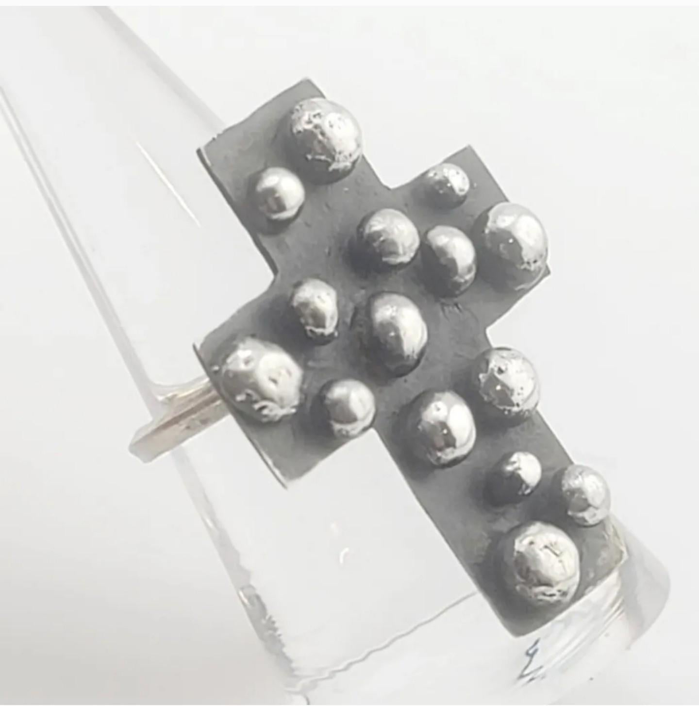 CROSS STATEMENT RING handmade in Sterling Silver size 8
