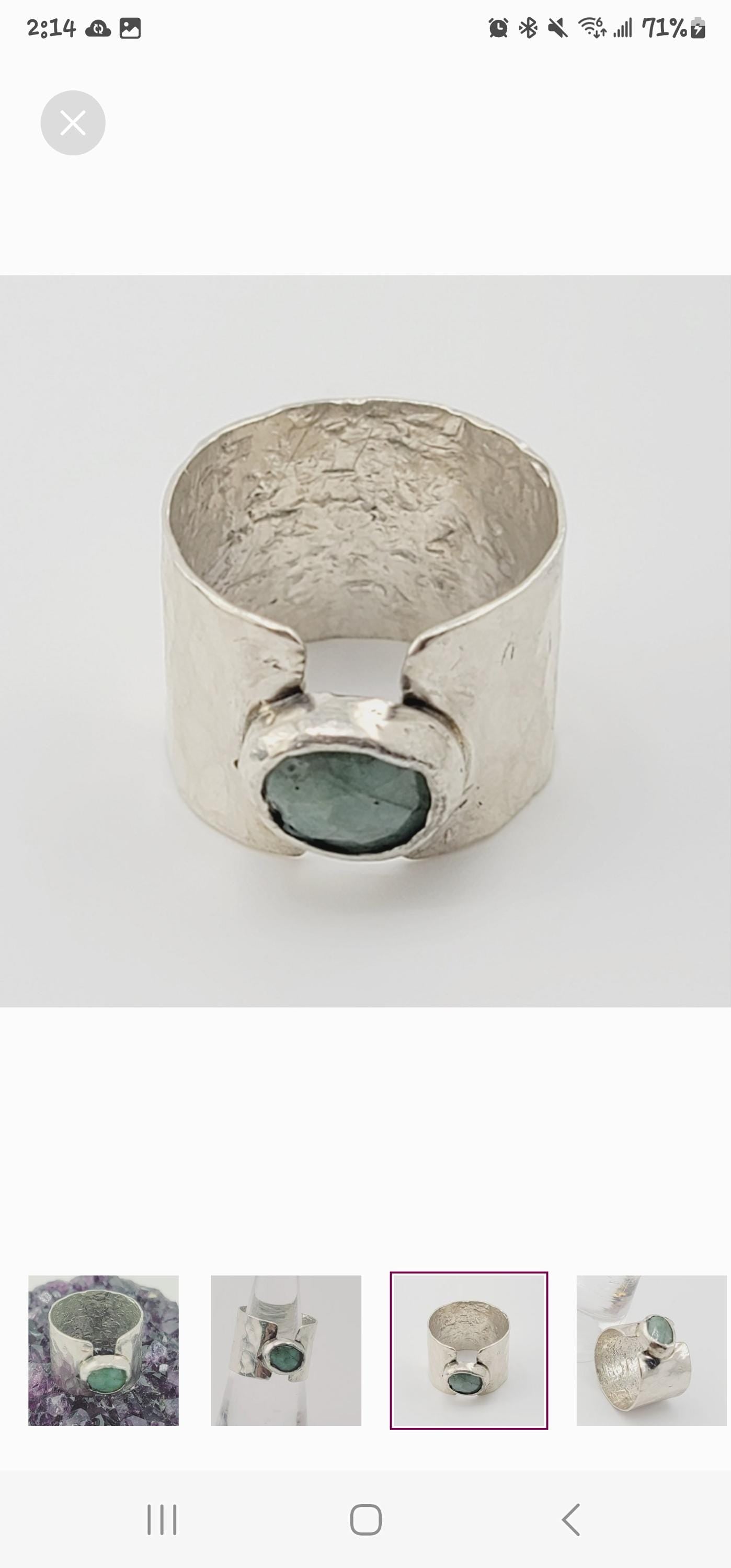 Emerald handmade ring in sterling silver metal size 6