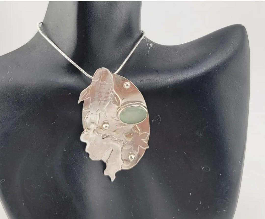 Koi fish Prehnite gemstone handcrafted in Sterling Silver metal